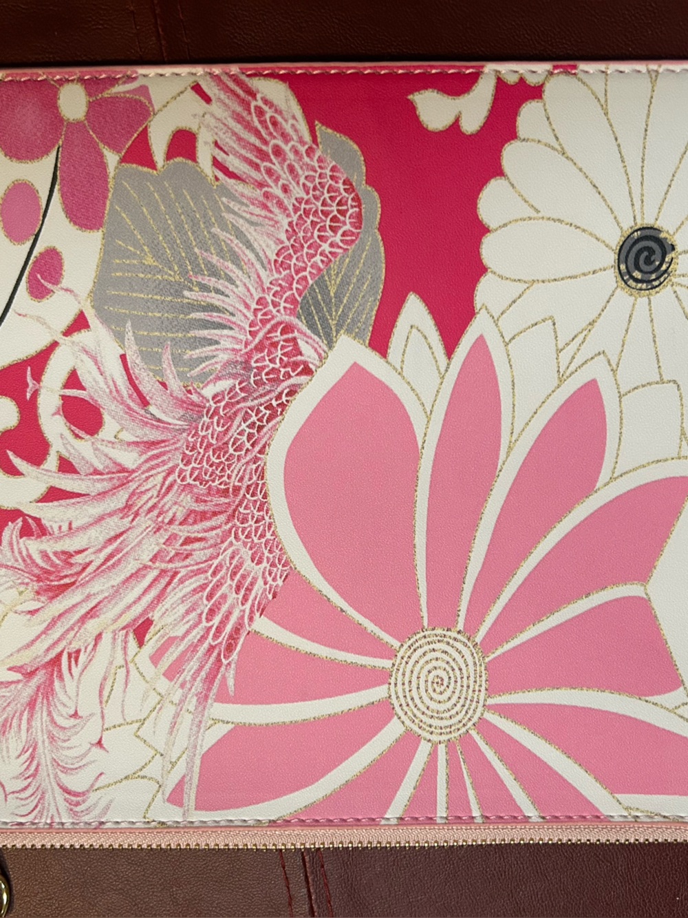 CHICO’s Pink & Gold Floral Print clutch, 7.5 x 9.5” w/strap, orig $39.50 new!! - Picture 2 of 7